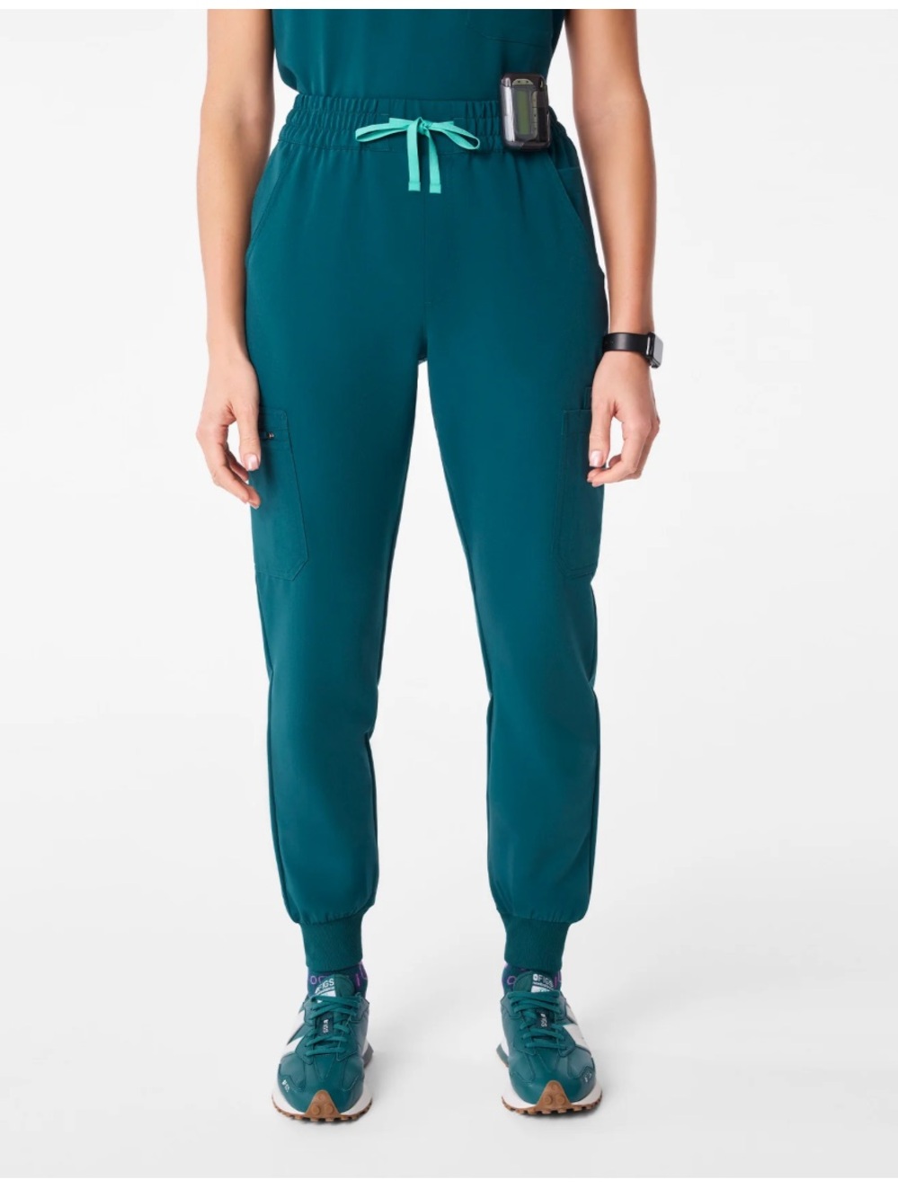 Figs Teal Track Joggers with Mint Drawstring